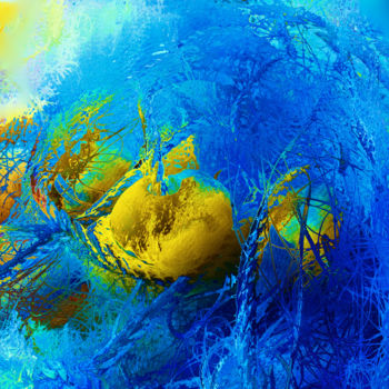 Arts numériques intitulée "Filet Bleu" par Guy Zito, Œuvre d'art originale, Travail numérique 2D