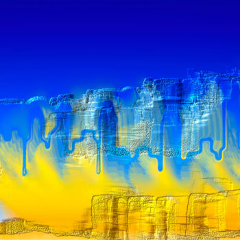 Arts numériques intitulée "Roches Dorées" par Guy Zito, Œuvre d'art originale, Travail numérique 2D