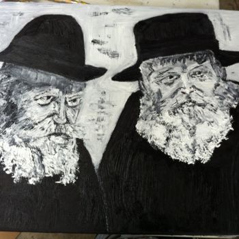 Painting titled "Les rabbins" by Guyb, Original Artwork