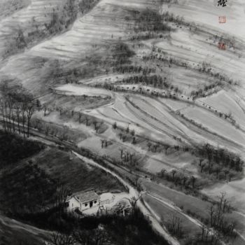 「Yi-Xiong Gu Ink Pai…」というタイトルの絵画 Gu,Yi-Xiong 古一雄によって, オリジナルのアートワーク, インク