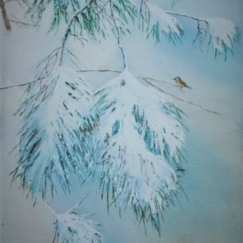 Painting titled "Solitude" by Guylaine, Original Artwork, Watercolor