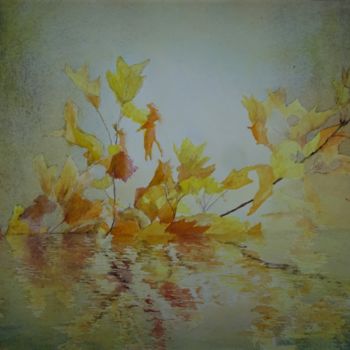 Painting titled "Reflets" by Guylaine, Original Artwork, Watercolor