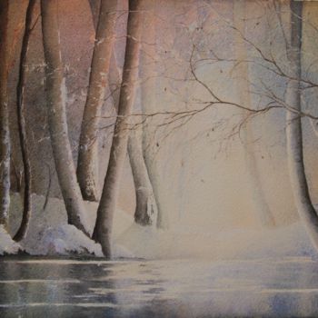 Peinture intitulée "copie-de-lac-ombrag…" par Guylaine, Œuvre d'art originale, Aquarelle