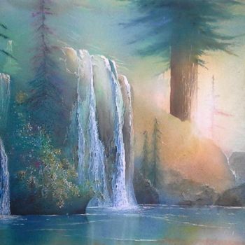 Pintura intitulada "Un bout de Paradis" por Guylaine, Obras de arte originais, Aquarela