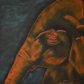 Malerei mit dem Titel "ELEPHAS -  peinture…" von Guylaine Bisson (GuyL'ART), Original-Kunstwerk, Acryl