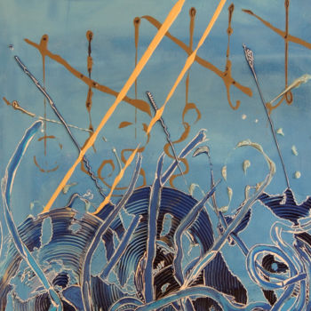 제목이 "CREAT BLEU - Peintu…"인 미술작품 Guylaine Bisson (GuyL'ART)로, 원작, 아크릴 나무 들것 프레임에 장착됨