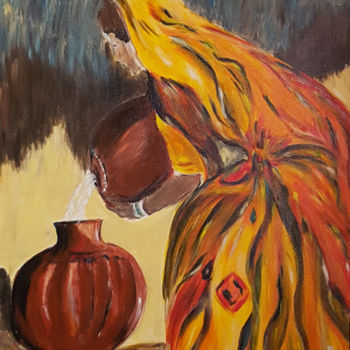 Картина под названием "L'EAU - Toile acryl…" - Guylaine Bisson (GuyL'ART), Подлинное произведение искусства, Акрил