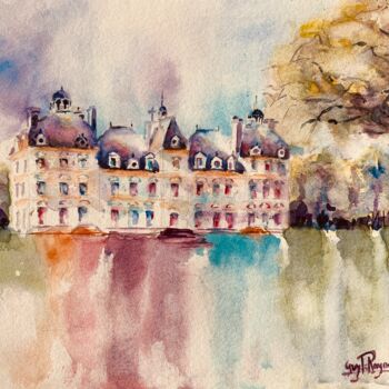 绘画 标题为“Château de Cheverny” 由Guyle Rayne, 原创艺术品, 水彩