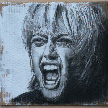 Drawing titled "A scream" by Guy Mijten, Original Artwork, Charcoal