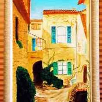 Painting titled "Ramatuelle rue des…" by Jean Guyou, Original Artwork, Oil