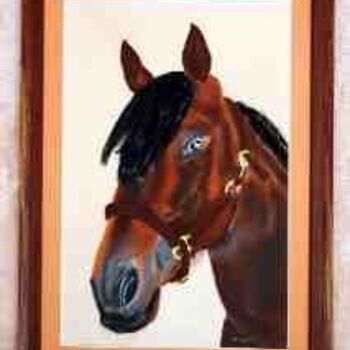 Peinture intitulée "Tête de cheval" par Jean Guyou, Œuvre d'art originale, Huile