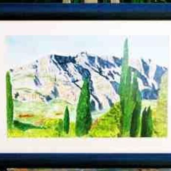 Pintura intitulada "Montagne Sainte Vic…" por Jean Guyou, Obras de arte originais, Óleo