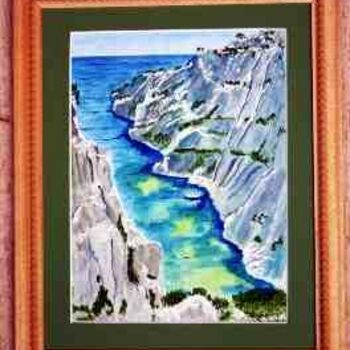 Painting titled "En Vau - calanque d…" by Jean Guyou, Original Artwork, Oil