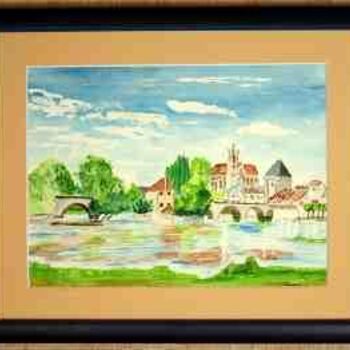 Painting titled "Moret sur Loing" by Jean Guyou, Original Artwork, Oil
