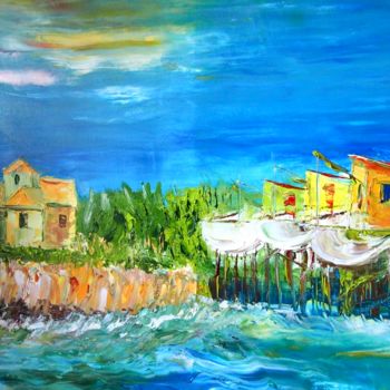 Painting titled "Carrelets de Talmont" by Guyrichd, Original Artwork, Oil