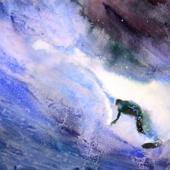 Malerei mit dem Titel "A wall of water" von Guy Rossey, Original-Kunstwerk, Aquarell