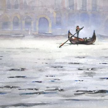 Pittura intitolato "The Ferryman" da Guy Rossey, Opera d'arte originale, Olio