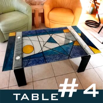 Diseño titulada "Table #4" por Guy Terrier, Obra de arte original, Vidrio