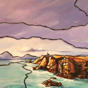 Painting titled "Belle ile, la point…" by Guy Terrier, Original Artwork, Acrylic