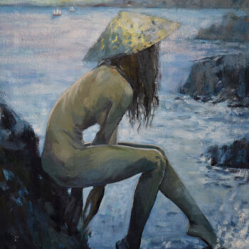 Картина под названием "Девушка у моря." - Guz, Подлинное произведение искусства