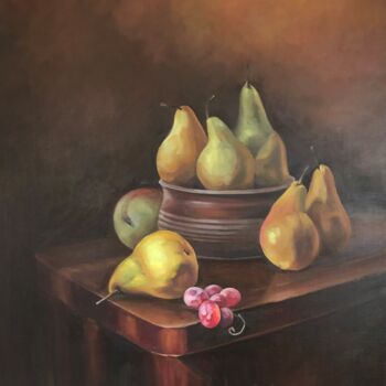 Pintura titulada "Pears still life" por Guzel Min, Obra de arte original, Oleo