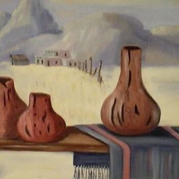 Painting titled "Mexican Pottery and…" by Velma Gomez, Original Artwork, Oil