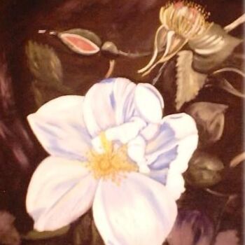 Painting titled "Wild Rose" by Velma Gomez, Original Artwork, Oil