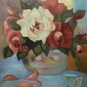 Painting titled "roses" by Velma Gomez, Original Artwork, Oil