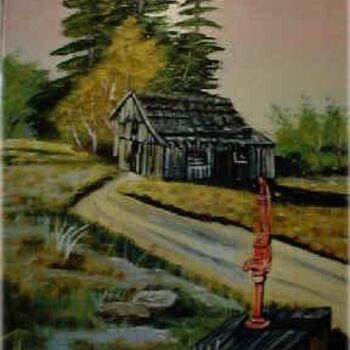 Malarstwo zatytułowany „Old Barn and Pump” autorstwa Velma Gomez, Oryginalna praca, Olej
