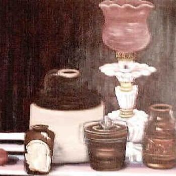 Painting titled "Sipping Time" by Velma Gomez, Original Artwork, Oil