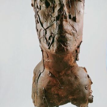 Sculpture titled "Portrait dystopique…" by Gwen Lemasson, Original Artwork, Clay