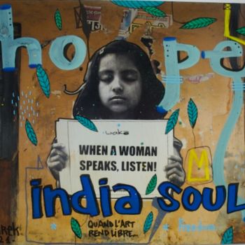 Malerei mit dem Titel "India soul" von Gwenaëlle Le Boulzennec, Original-Kunstwerk, Tinte