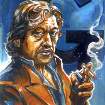Pintura titulada "G le fumeur" por Gwendal Lemercier, Obra de arte original, Acrílico