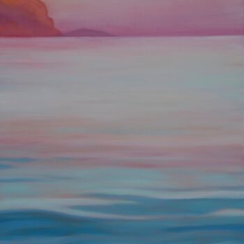 Painting titled "Coucher de soleil d…" by Gwendoline Pieters, Original Artwork, Oil Mounted on Wood Stretcher frame