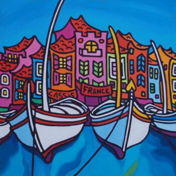 Peinture intitulée "Port de Cassis" par Gwendoline Pieters, Œuvre d'art originale, Huile