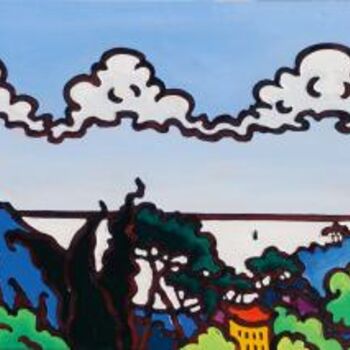 Peinture intitulée "Cassis et les nuages" par Gwendoline Pieters, Œuvre d'art originale