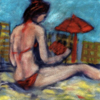 Картина под названием "La plage San Sebast…" - Gwendoline Pieters, Подлинное произведение искусства, Другой