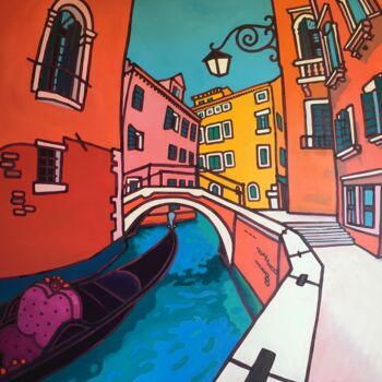 Painting titled "Venise, en septembre" by Gwendoline Pieters, Original Artwork, Oil Mounted on Wood Stretcher frame