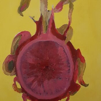 Pittura intitolato "Dragonfruit yellow" da Gwendolyn Jaafar, Opera d'arte originale, Matita