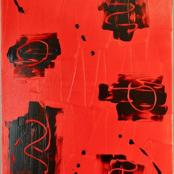 Painting titled ""En rouge et noir"" by La Bigoudène, Original Artwork, Acrylic