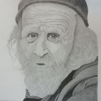 Drawing titled "Le vieil homme qui…" by Gwenolee Mahe, Original Artwork, Pencil