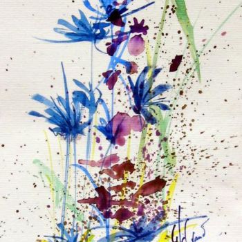 Pintura intitulada "Fleurs - 10" por Gérald  Wandrille Le Grand, Obras de arte originais, Óleo