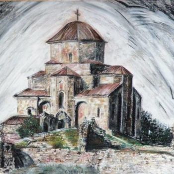 Malerei mit dem Titel "Jvari Cathedral" von Dr István Gyebnár, Original-Kunstwerk