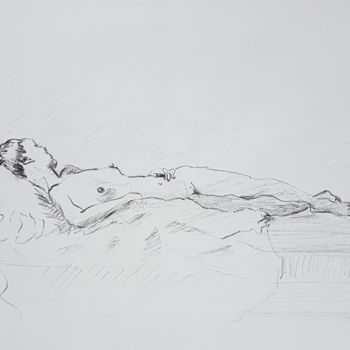 Drawing titled "Dessin nu féminin a…" by György Acs, Original Artwork, Charcoal