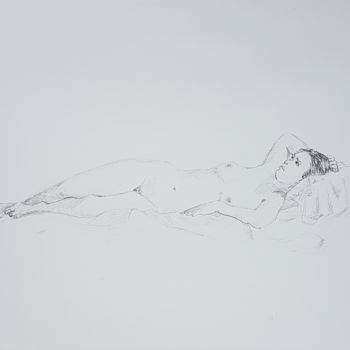 Drawing titled "Dessin nu féminin s…" by György Acs, Original Artwork, Charcoal