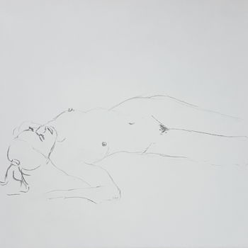 Dibujo titulada "Dessin nu féminin c…" por György Acs, Obra de arte original, Carbón