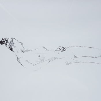 Rysunek zatytułowany „Dessin nu féminin c…” autorstwa György Acs, Oryginalna praca, Węgiel drzewny