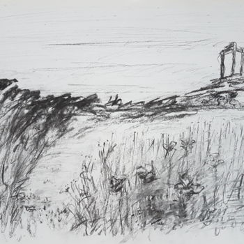 Рисунок под названием "Dessin paysage fusa…" - György Acs, Подлинное произведение искусства, Древесный уголь