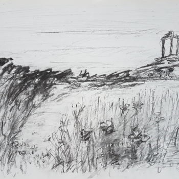 Drawing titled "Dessin paysage fusa…" by György Acs, Original Artwork, Charcoal