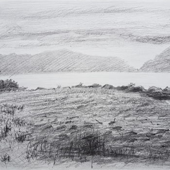 Рисунок под названием "Dessin paysage Vidy…" - György Acs, Подлинное произведение искусства, Древесный уголь